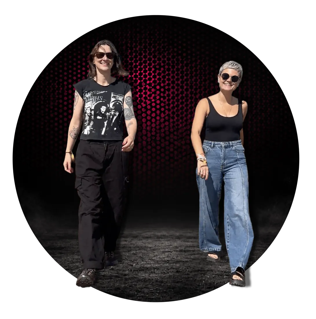 Ash and Lucy, the two people behind Shell-Shocked & Educated, walking side by side